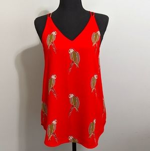 Red parrot tank top